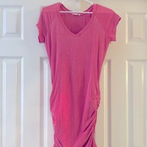 Sundry pink ruched vneck dress